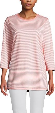 Lands End Cotton Supima Tunic in Sunset Coral Pink Micro Stripe at Nordstrom, Size X-Small P