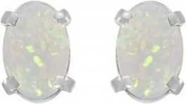 Allurez Oval-Shaped Opal Stud Earrings in 14K White Gold (0.54 ct)