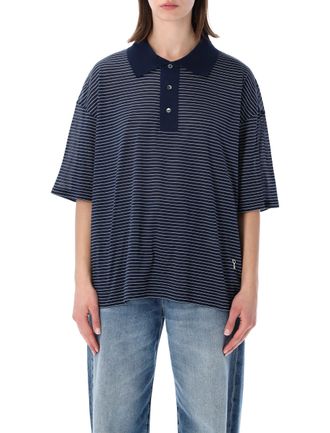Ami Ami De Coeur Striped Boxy Polo
