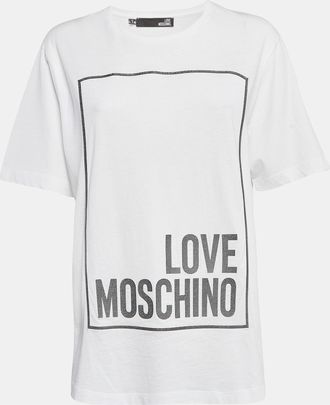 Love Moschino White Metallic Print Jersey T-Shirt