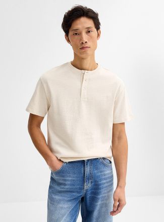 Le 31 Mens 100% organic cotton Henley Shirt T-shirt Comfort fit