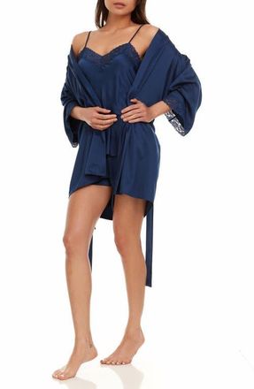 Flora Nikrooz Sabrina Travel Pajamas & Robe Set in Navy at Nordstrom, Size X-Small