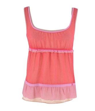 Chanel Pink and Nude Sheer Net Double Top Size S