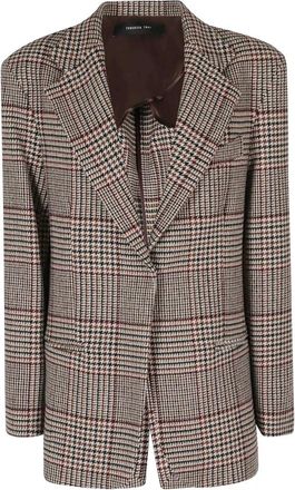 Federica Tosi Oversized Plaid Jas - Dames - Blazers - Bruin - S - Jassen