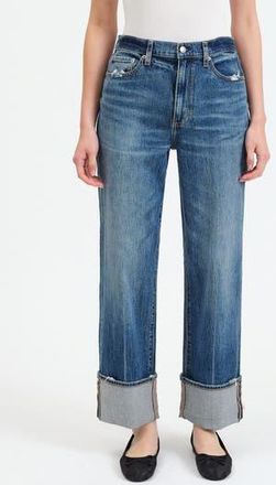 Daze Eastside High Waist Cuff Crop Straight Leg Jeans in Rush Hour at Nordstrom Rack, Size 28