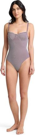 Onia Marilyn One-Piece in Dark Cherry/white at Nordstrom, Size X-Small