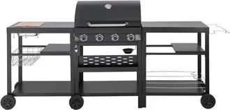 Habitat et Jardin Habitat Et Jardin - Barbecue a gas da cucina da esterno - 12 kW - 4 fuochi - Nero