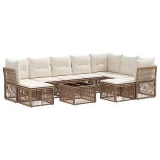 vidaXL Conjunto De Sof&aacute;s De Jard&iacute;n 10 Pcs Beige Rat&aacute;n Sint&eacute;tico Vidaxl