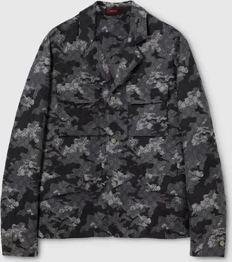 Gucci GG Marbled Cotton Jacquard Jacket, Size 44, Blue, Ready-to-wear