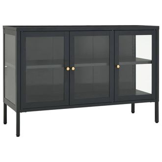 Berkfield Home Sideboard Anthracite 105x35x70 cm Steel & Glass in Black | Size: 105 x 35 x 70 cm