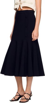 Sandro Long flared ruffled skirt in Black at Nordstrom, Size 34 Eu