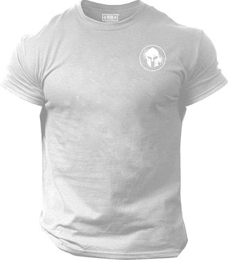 Generic Blood Spartan T Shirt Pocket Gym Clothing Bodybuilding Training Sparta Workout Exercise Boxing MMA Top (UK, Alpha, XXL, Regular, Regular, Grey)