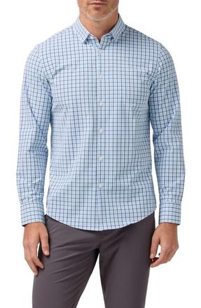 Mizzen+Main Leeward No Tuck Trim Fit Performance Button-Up Shirt in Cloud Blue Hudson Plaid at Nordstrom, Size X-Large