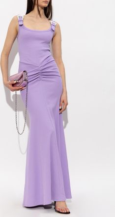 Versace Jeans Couture Long Dress With Decorative Buckles On The Straps, Womens, Purple