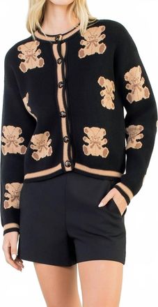 THML Clothing Teddy Bear Knit Cardigan In Black