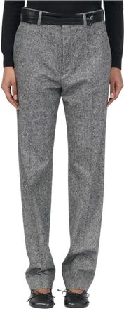 Maison Margiela Rechte broek - Dames - Straight fit broeken - Grijs - M - Wol - Broeken