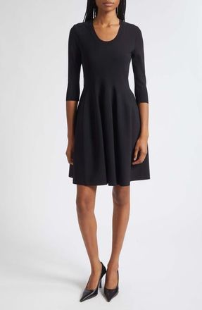 Stella McCartney Milano Stitch Fit & Flare Sweater Dress in Black at Nordstrom, Size X-Large