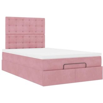 vidaXL Estructura De Cama Otomana Colchones Terciopelo Rosa 120x200cm Vidaxl