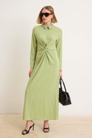 Trendyol Modest Dames Donkerblauw Effen Maxi Lang Casual Recht Modest Jurken