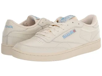 Reebok Lifestyle Club C 85 Vintage Athletic Shoes Chalk/Alabaster/Essential Blue : Mens 7.5 - Womens 9 Medium, Leather