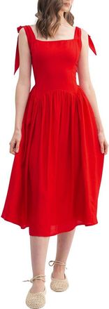 Lush Square Neck Tie Strap Fit & Flare Dress in Red at Nordstrom Rack, Size X-Small