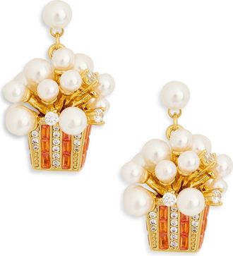 Eye Candy Los Angeles Selene Faux Pearl & Cubic Zirconia Popcorn Drop Earrings in Gold at Nordstrom Rack