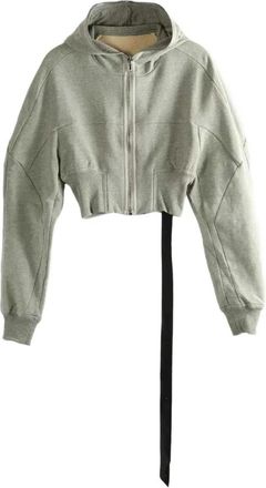 Rick Owens Collage Gimp Hoodie - Dames - Vesten met rits - Grijs - M - Katoen - Hoodies & sweatvesten