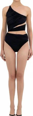 Maygel Coronel Mangler One Shoulder Onepiece Swimsuit In Black
