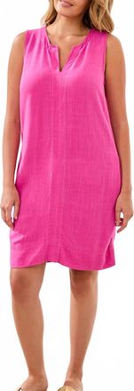 Tribal Sleeveless Dress With Saddle Stitch In Pinkglow