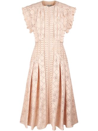 Alberta Ferretti Intricate Eyelet Embroidered Midi Dress