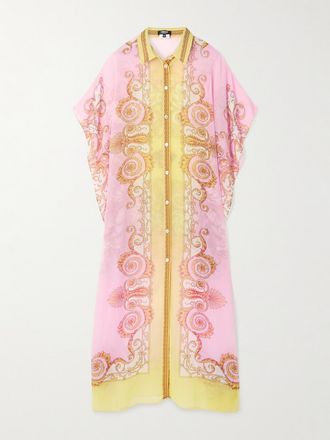 Versace Caftano In Georgette Stampato - Multicolore