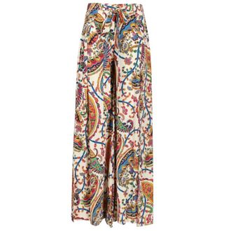 Etro Etro, Wide Trousers, female, Multicolor, Size: M Paisley Print Wide-Leg Trousers