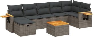 vidaXL Vidaxl - Set De Sof&aacute;s De Jard&iacute;n 8 Pzas Y Cojines Rat&aacute;n Sint&eacute;tico Gris