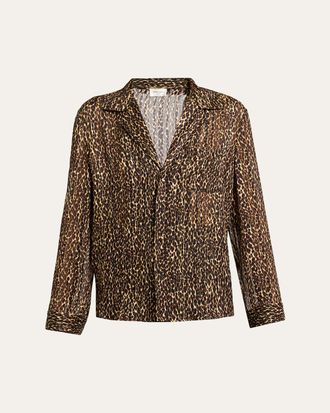 Saint Laurent Leopard-Print Pajama Blouse