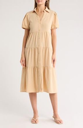 Area Stars Bellina Cotton Tiered Shirtdress in Beige at Nordstrom Rack, Size X-Small