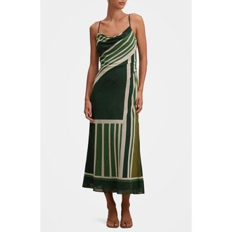 Ever New Annika Strappy Midi Dress in Verde Stripe at Nordstrom, Size 12