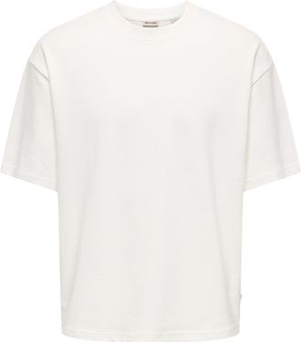 Only & Sons T-Shirt ONLY & SONS ONSLENNY OVZ SS STRCT TEE NOOS, Herren, Gr. XXL, cloud dancer, Jersey, Obermaterial: 100% Baumwolle, gestreift, relaxed fit normal
