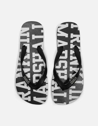 Franklin & Marshall Mens UA987 Unisex Rubber All Over Logo Black Thong Sandals - Size: 11/11.5/12