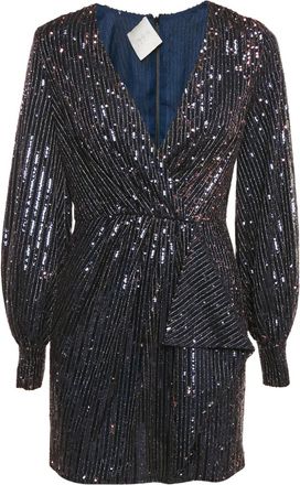 Ingie Paris Mini-jurk met pailletten met V-hals - Blauw