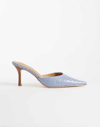 Tony Bianco Sicily - Sabot con tacco blu denim pitonato