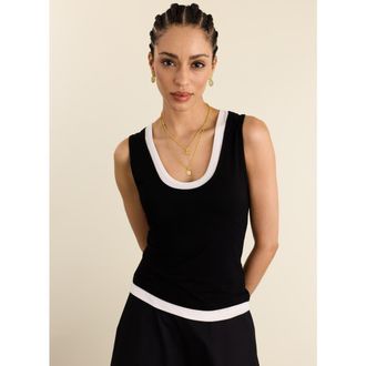 Baukjen Flossie Layered Tank in Caviar Black & White at Nordstrom, Size 12
