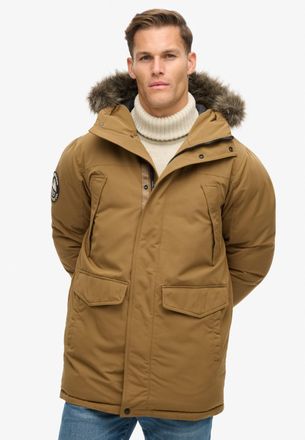 Superdry Parka SUPERDRY EVEREST FAUX FUR PARKA JACKET, Herren, Gr. XXL, kangaroo braun, Web, Obermaterial: 100% Polyester, unifarben, loose fit Po-bedeckend, J