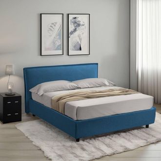 Dmora Cama Matrimonial Bubbio, Desmontable, Hecho En Italia, Azul