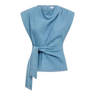 Co'Couture Anto CC Denim Pleat Top - Tops - Mujer - Azul - XS