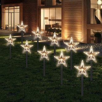 OEM 10 Unidades, Iluminaci&oacute;n De Jard&iacute;n, L&aacute;mpara De Jard&iacute;n En Forma De Estrella, Iluminaci&oacute;n Led Para Exteriores, Iluminaci&oacute;n Ambiental