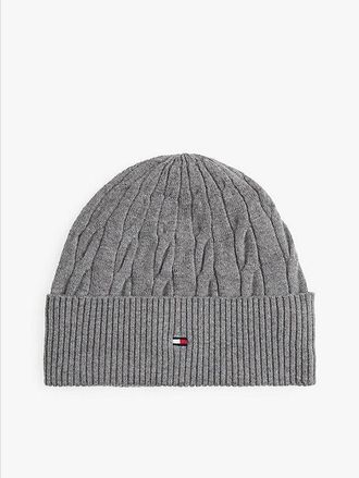 Tommy Hilfiger Hilfiger Flag Cable Knit Wool Blend Beanie
