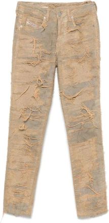 Diesel Slim Fit Jeans, female, Beige, W28, Beige Distressed Jeans with Classic Style