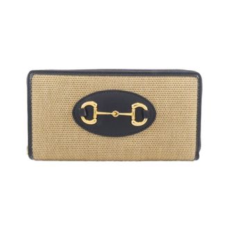 Gucci Beige Navy Canvas Long Wallet (Bi-Fold) (Pre-Owned)