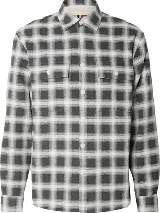 HUGO BOSS Casual Shirts, male, Gray, L, Flannel overshirt with chest pockets