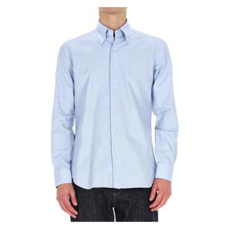 Barba Camicia sartoriale in oxford button down linea Culto - Heren - Zakelijke Overhemden - Blauw - M - Katoen - Overhemden